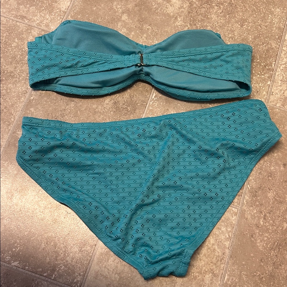 Time and Tru Turquoise Bandeau Bikini Large 12-14 - Picture 4 of 9